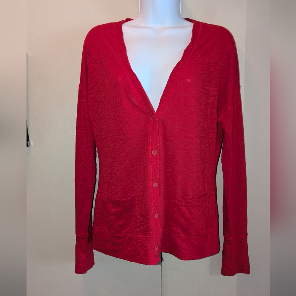 Express Red Button-up Cardi - Picture 3 of 7